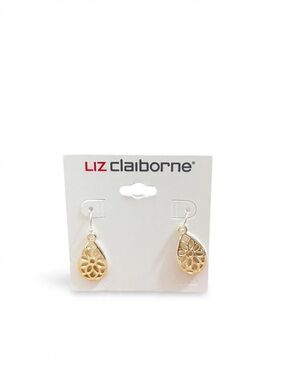 Liz Claiborne Gold Floral Filigree Drop Earrings